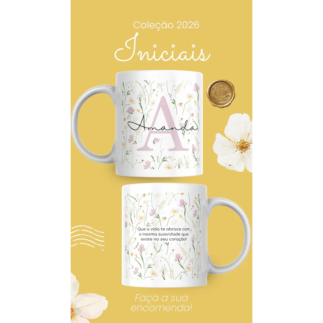 Artes para Caneca Frases Alfabeto Iniciais Arquivo Editável em Canva 10