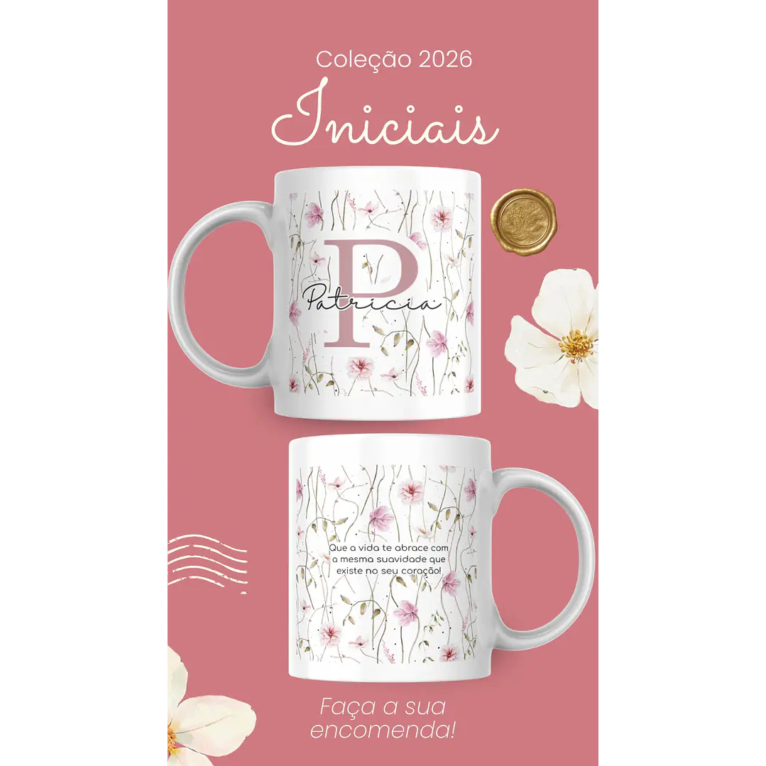 Artes para Caneca Frases Alfabeto Iniciais Arquivo Editável em Canva 11