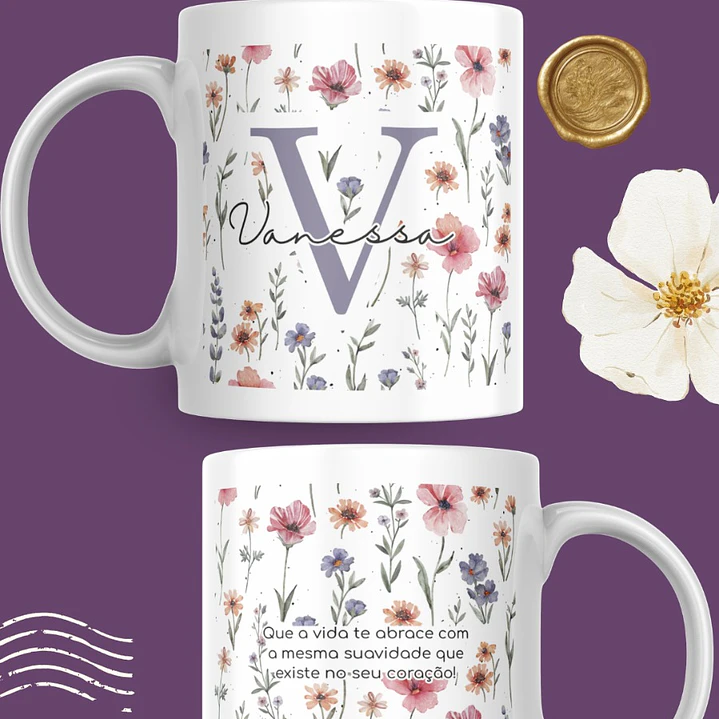 Artes para Caneca Frases Alfabeto Iniciais Arquivo Editável em Canva 1