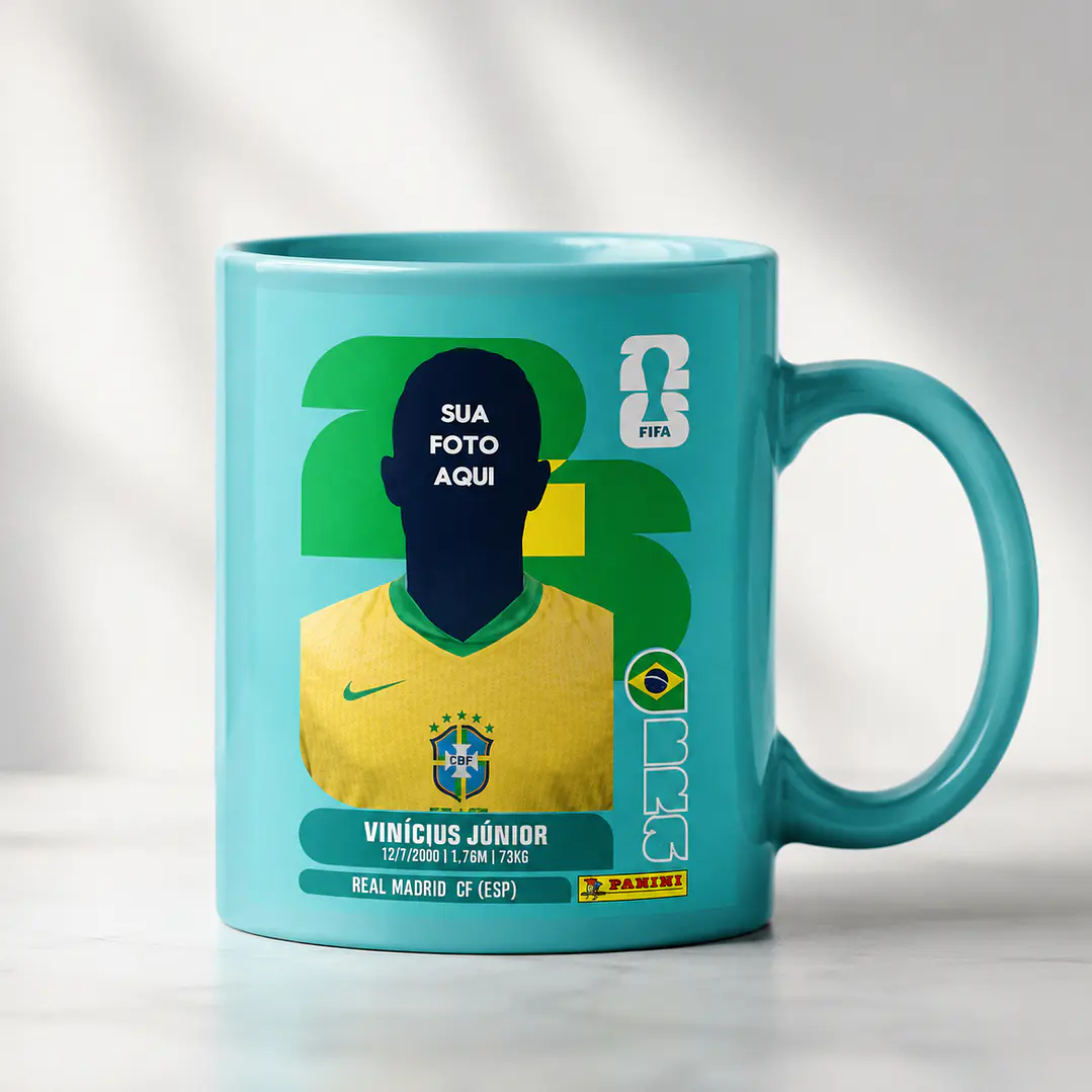 Arte Caneca + Figurinha Copa do Mundo 2026 Personalizada (Editável no Canva) – Kit Digital 2