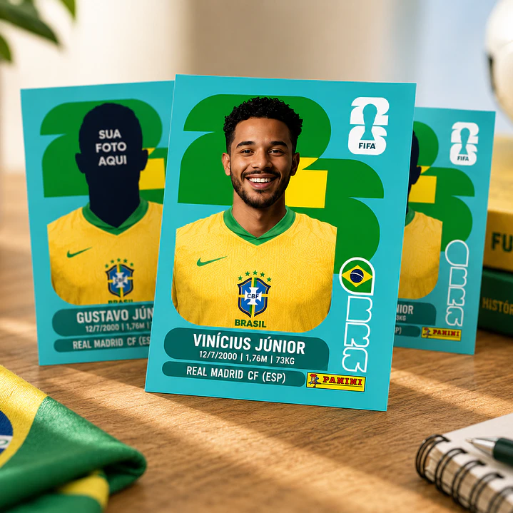 Arte Caneca + Figurinha Copa do Mundo 2026 Personalizada (Editável no Canva) – Kit Digital 4
