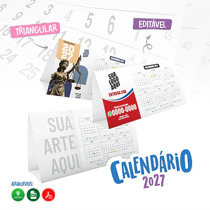 Calendário Triangular 2027 Editável PNG PDF para Imprimir