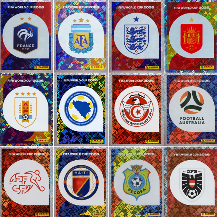 Figurinhas Holográficas FWC e Escudos das Seleções Copa 2026 para Imprimir (PDF) 3