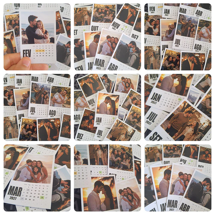 Calendário Polaroid 2027 Editável Canva PDF PNG 2