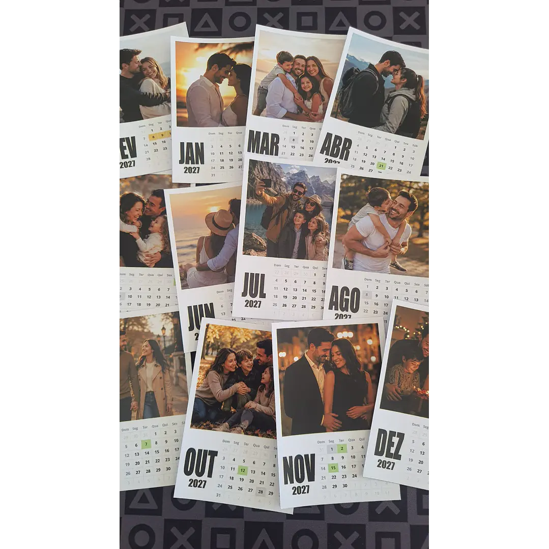 Calendário Polaroid 2027 Editável Canva PDF PNG 3