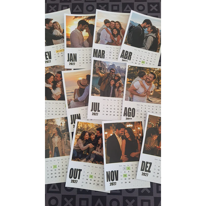 Calendário Polaroid 2027 Editável Canva PDF PNG 3