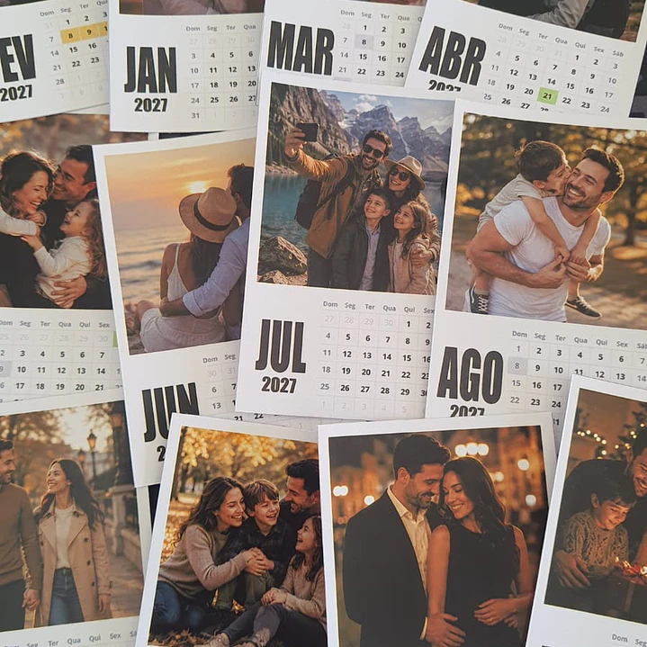 Calendário Polaroid 2027 Editável Canva PDF PNG 3