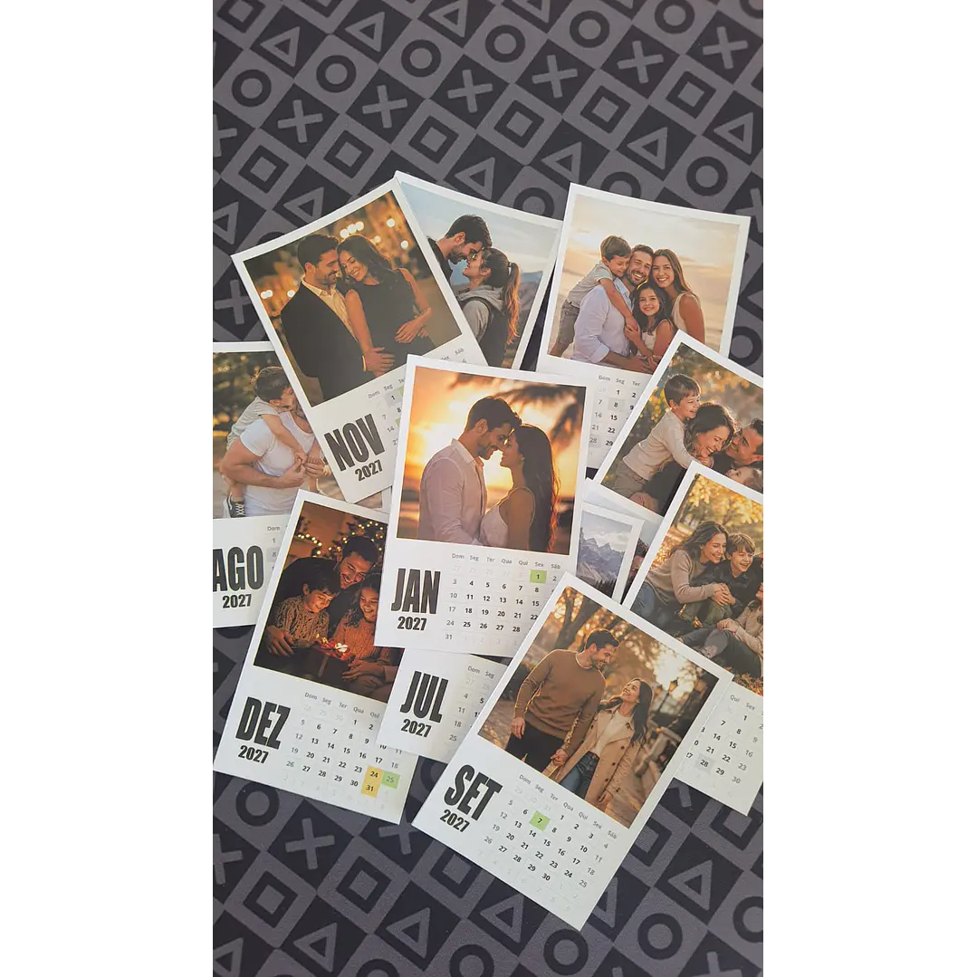 Calendário Polaroid 2027 Editável Canva PDF PNG 4