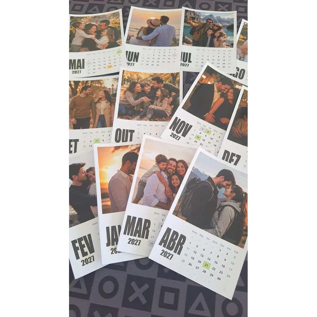 Calendário Polaroid 2027 Editável Canva PDF PNG 8