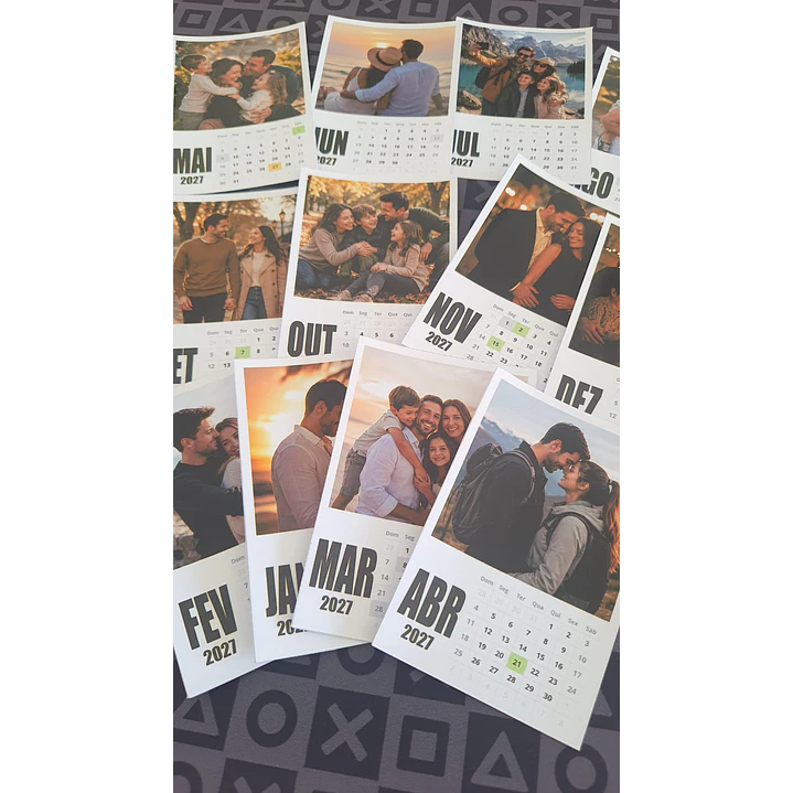 Calendário Polaroid 2027 Editável Canva PDF PNG 8