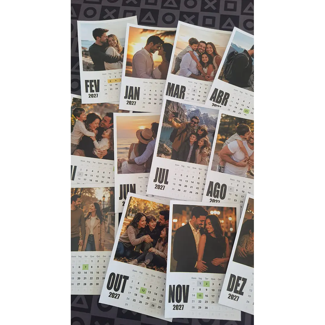 Calendário Polaroid 2027 Editável Canva PDF PNG 9