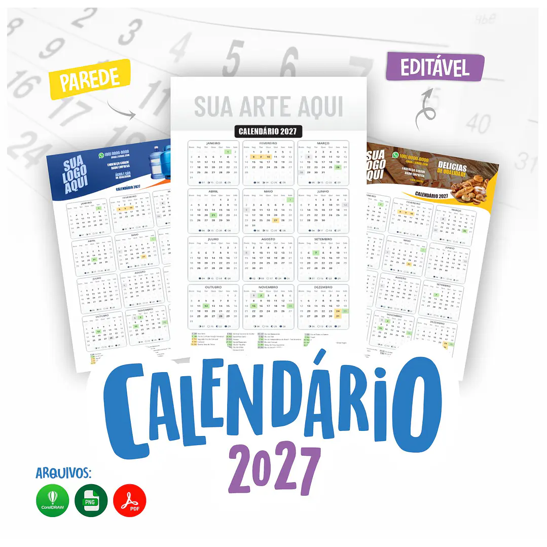 Mega Kit Calendário 2027 Editável Canva Corel PDF PNG 7