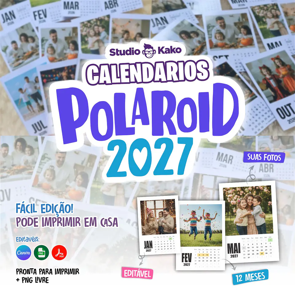 Mega Kit Calendário 2027 Editável Canva Corel PDF PNG 4