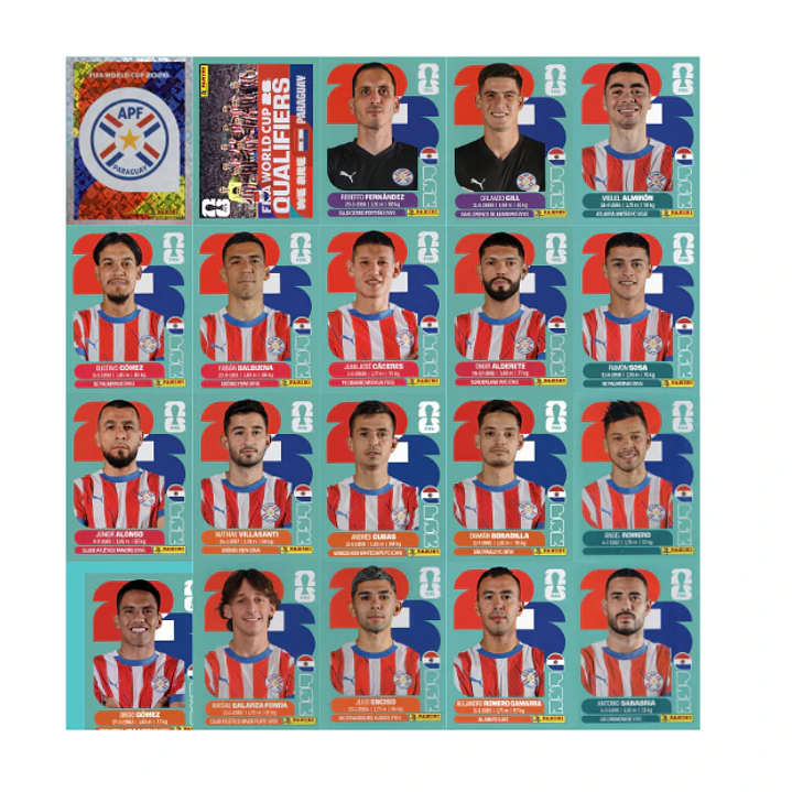 Figurinhas Paraguai Copa 2026 para Imprimir (PDF) | Seleção Completa 1