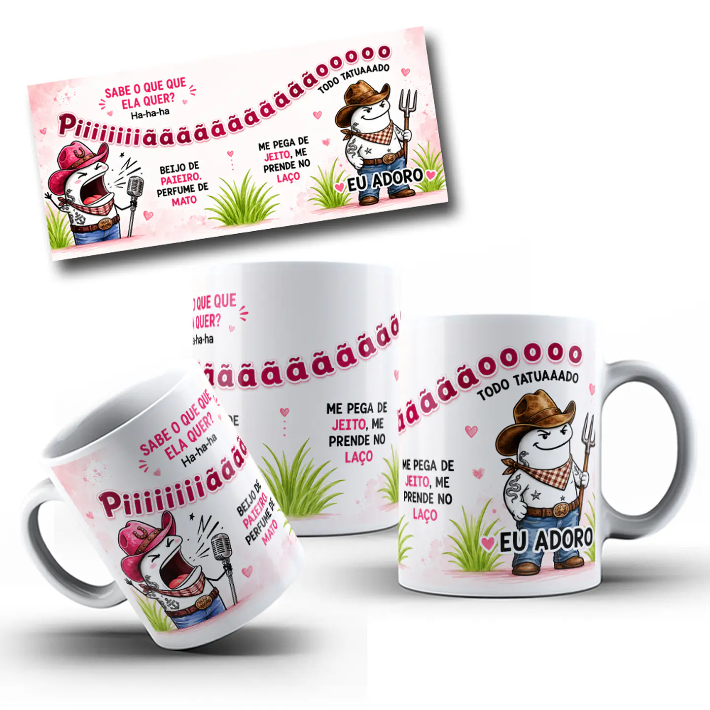 Artes para Caneca SABE O QUE QUE ELA QUER? Ha-ha-ha, Piiiiiiãããããããoooooo, TODO TATUAAADO em Png 1