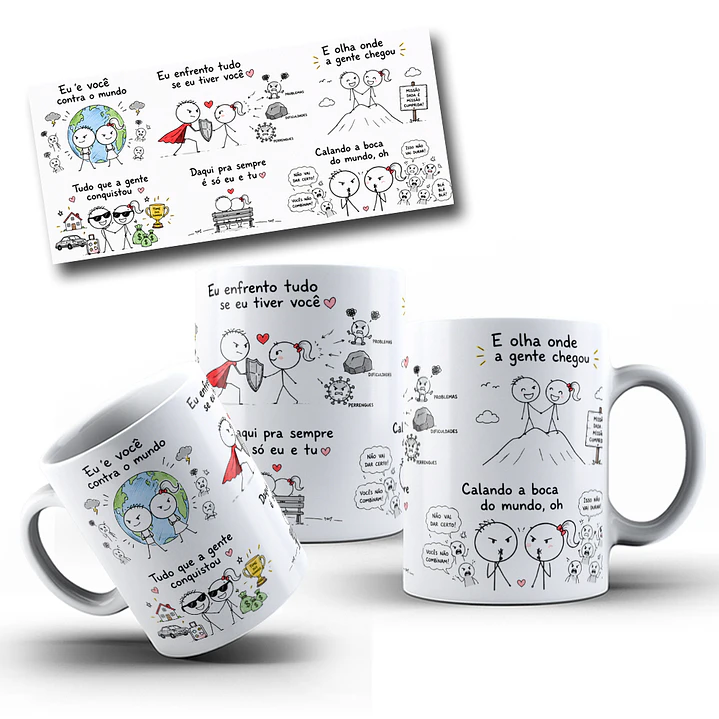 Arte Caneca Eu e você contra o mundo, Eu enfrento tudo se eu tiver você Arquivo em Pdf 1