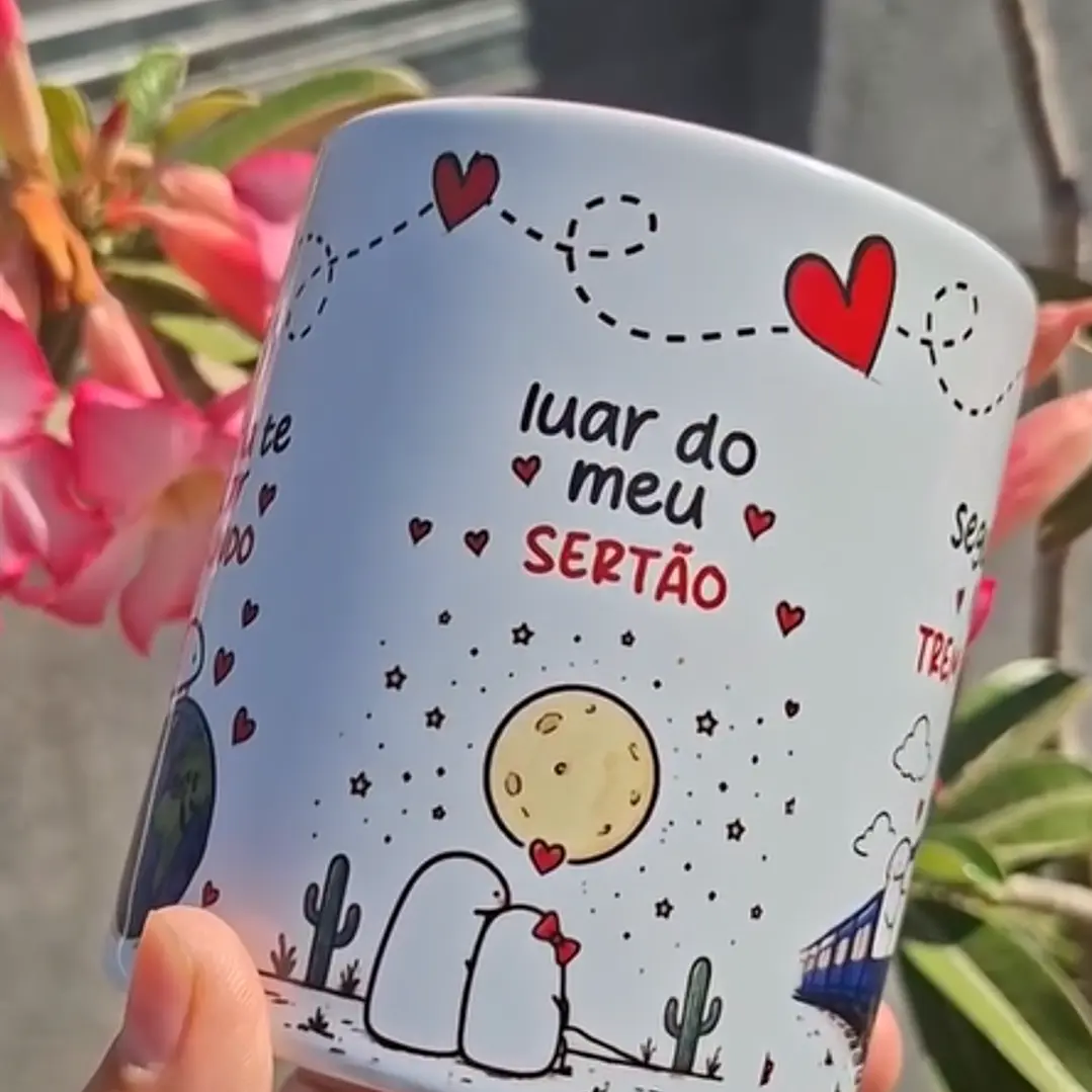Arte Caneca Te dou o meu coração, queria te dar o mundo, luar do meu sertão, seguindo no trem azul. Arquivo em Pdf  3