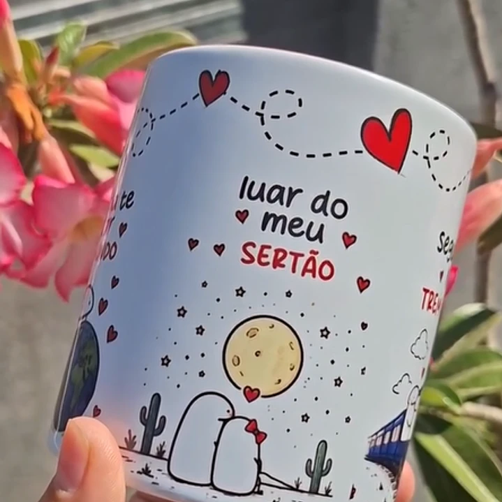 Arte Caneca Te dou o meu coração, queria te dar o mundo, luar do meu sertão, seguindo no trem azul. Arquivo em Pdf  3