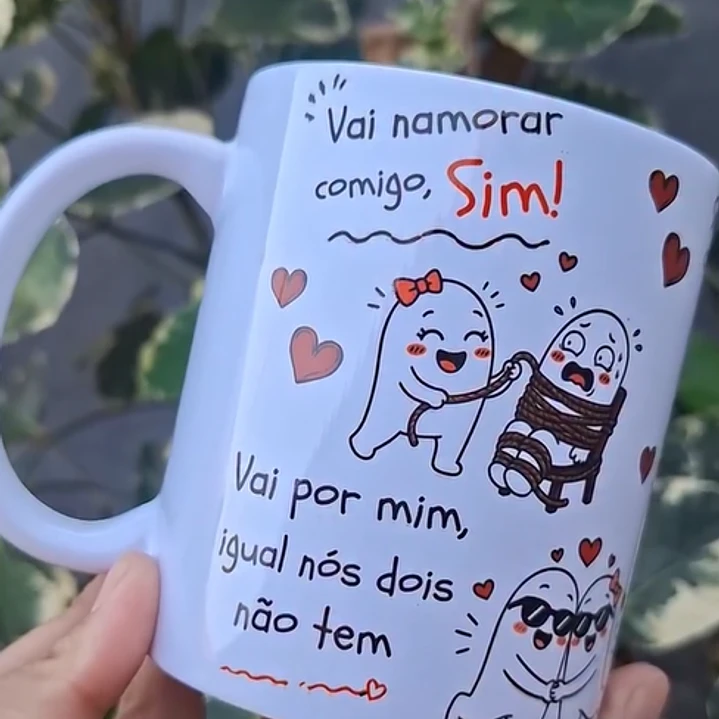 Arte Caneca Vai namorar comigo? Sim!, Se reclamar, cê vai casar também, Seu coração é meu e o meu é seu também, Vai por mim, igual nós dois não tem, Com comunhão de bens. Arquivo em Pdf  1