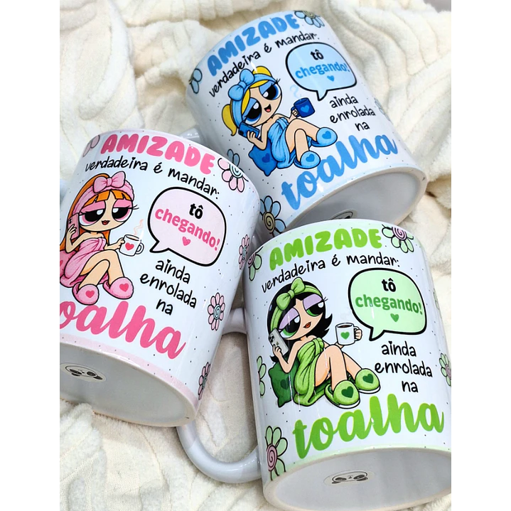 3 Artes para Caneca Amizade Verdadeira Meninas Super Poderosas Arquivo em Png 1