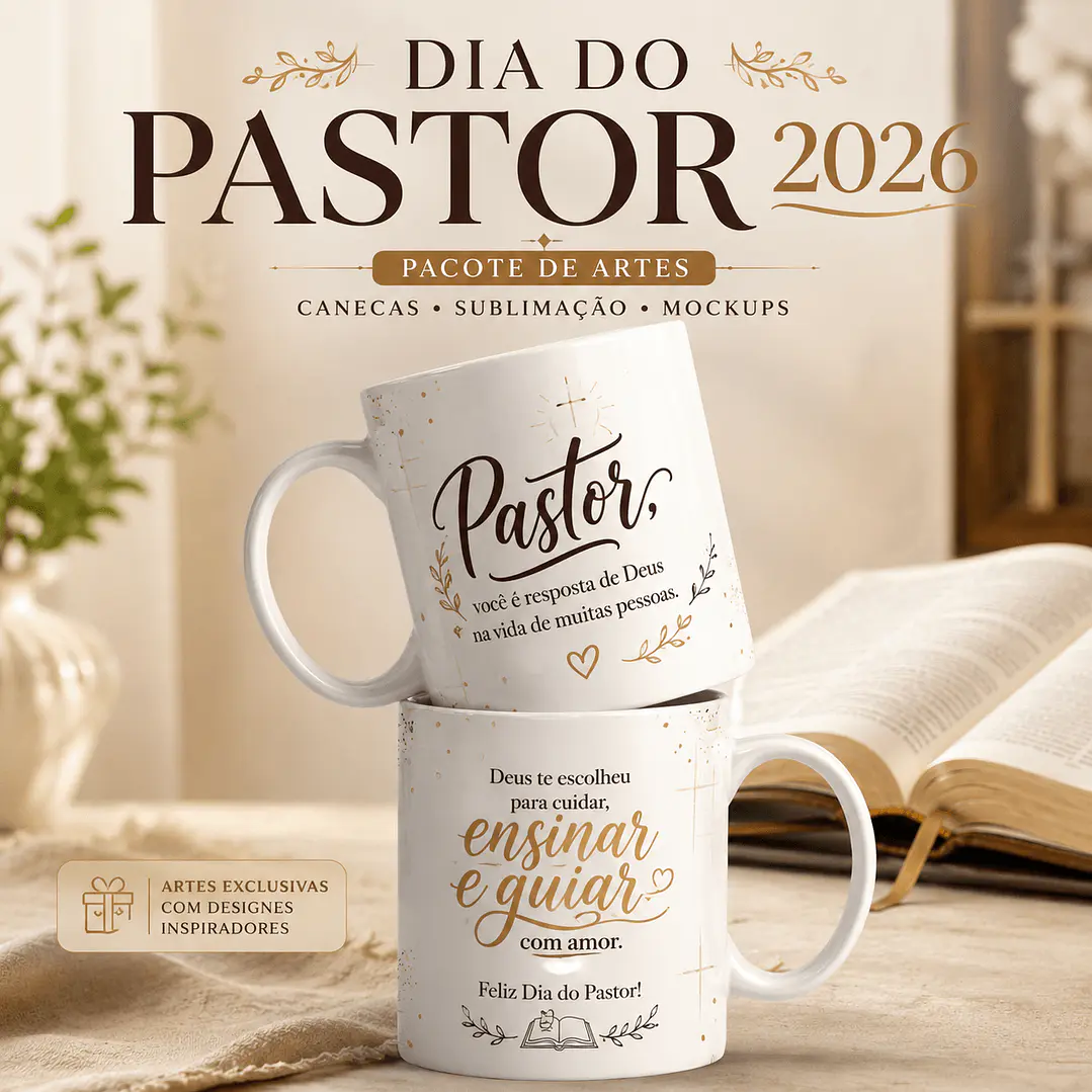 5 Artes para Caneca Dia Do Pastor Arquivo Editável  1