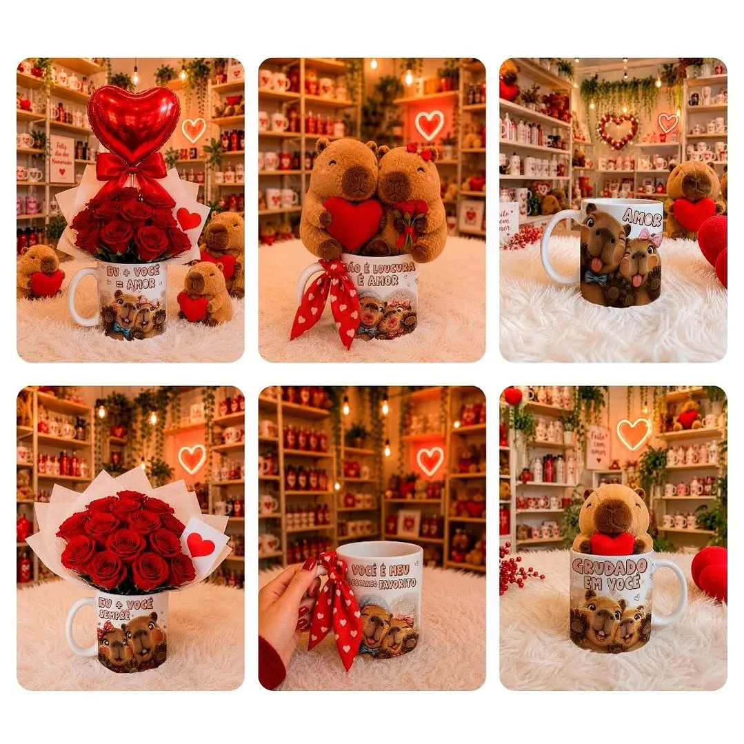 6 Artes para Caneca Dia dos Namorados Capivara Caplove Arquivo em Jpg 2