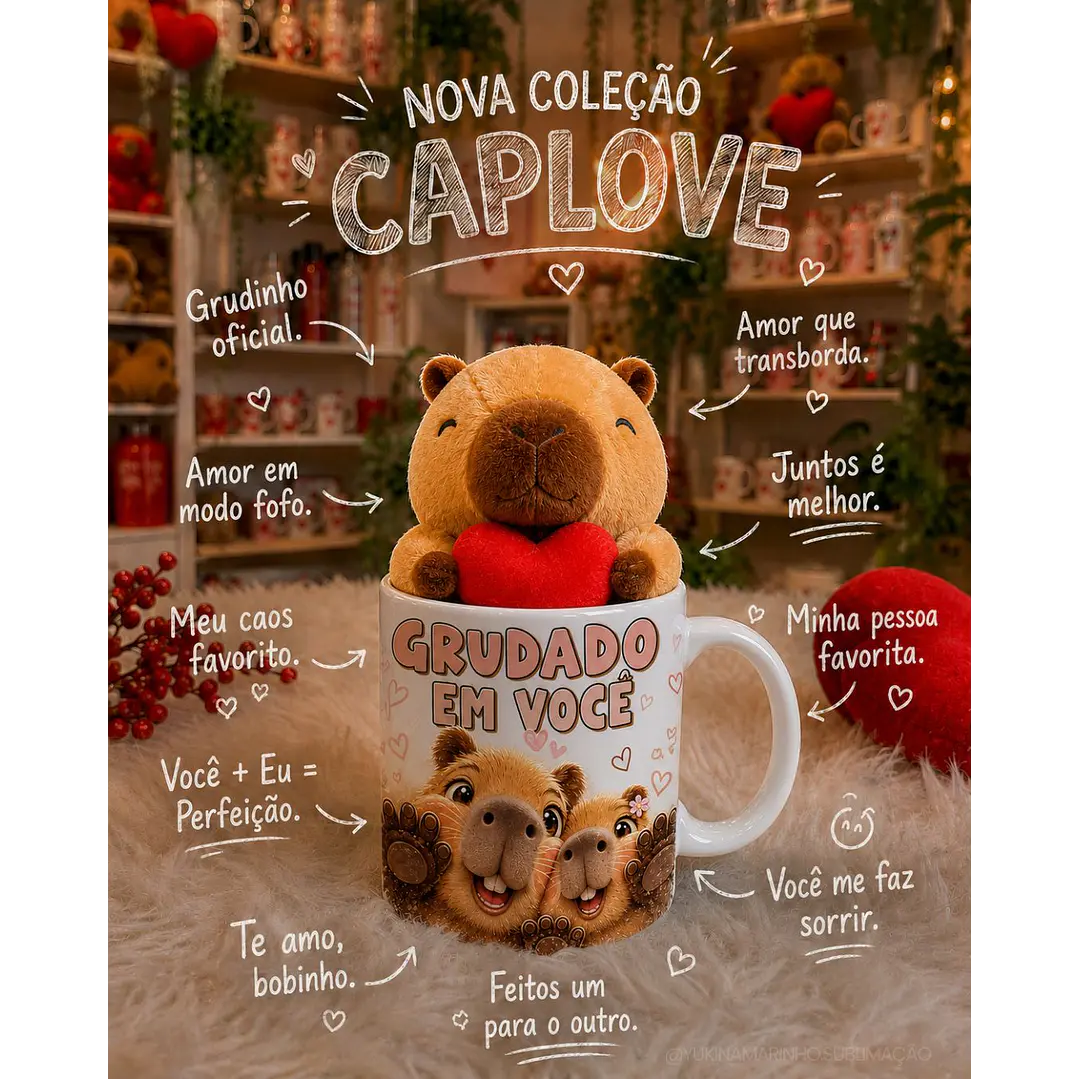 6 Artes para Caneca Dia dos Namorados Capivara Caplove Arquivo em Jpg 3