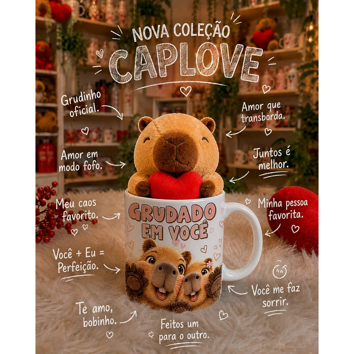 6 Artes para Caneca Dia dos Namorados Capivara Caplove Arquivo em Jpg 3