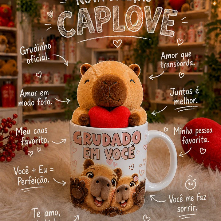 6 Artes para Caneca Dia dos Namorados Capivara Caplove Arquivo em Jpg 3