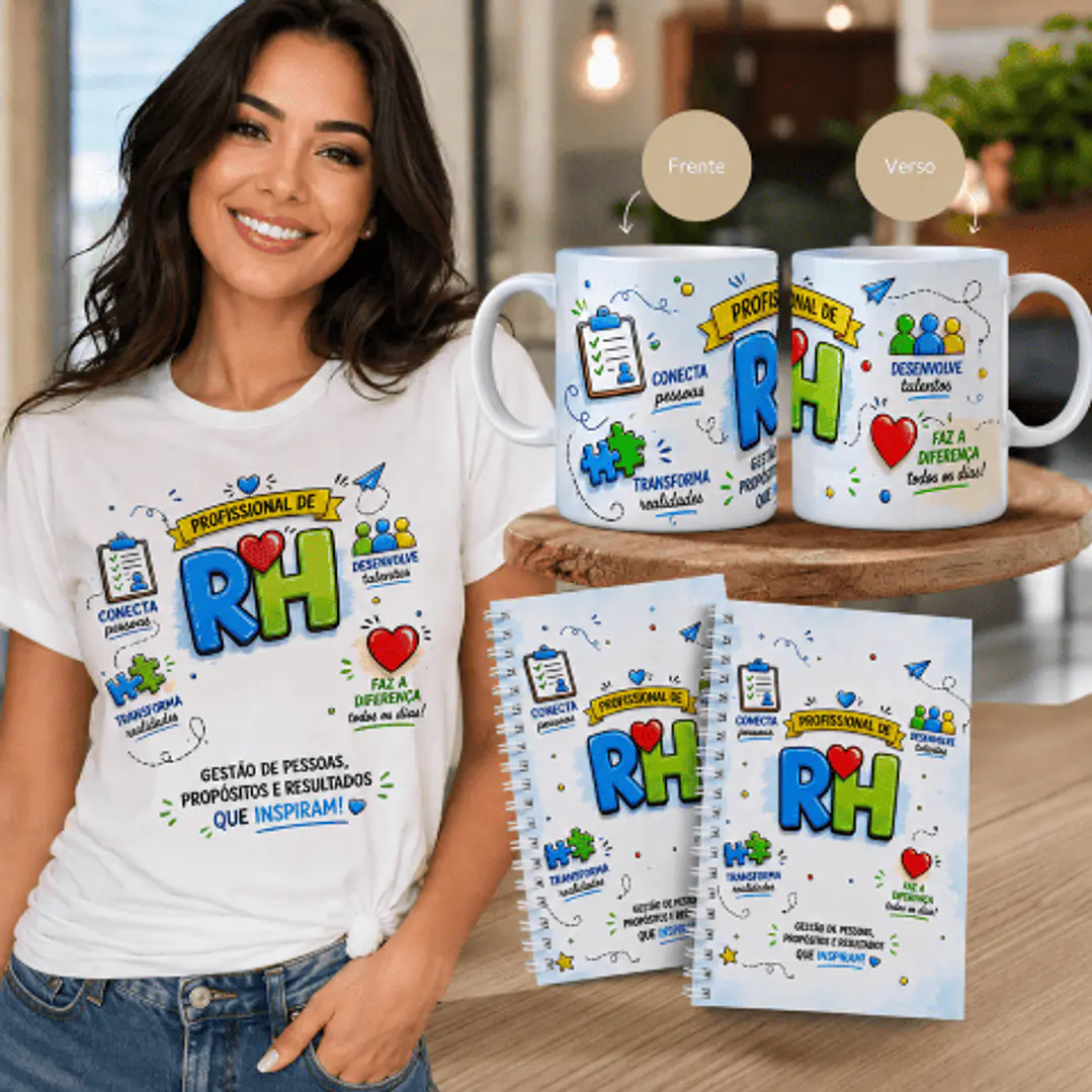 6 Artes para Caneca, Camisa Capa Profissional de Recursos Humanos Arquivo em Png  2