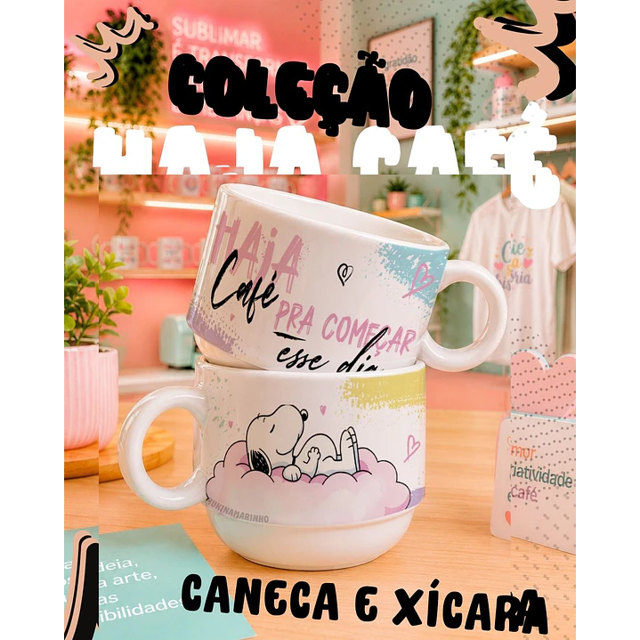 8 Artes para Caneca e Xicará Haja Café SNOOPY Arquivo em Jpg 4