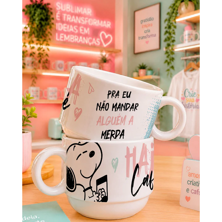 8 Artes para Caneca e Xicará Haja Café SNOOPY Arquivo em Jpg 1
