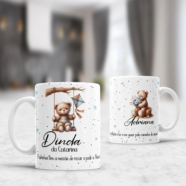 10 Artes para Caneca Padrinhos Ursinhos Minimalista Arquivo Editável  4