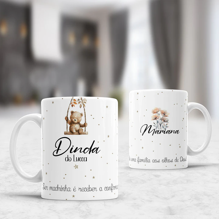 10 Artes para Caneca Padrinhos Ursinhos Minimalista Arquivo Editável  5