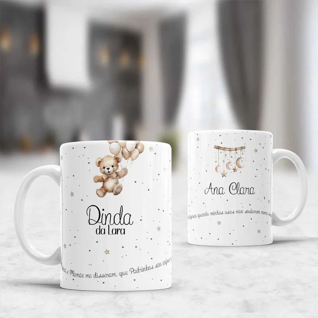 10 Artes para Caneca Padrinhos Ursinhos Minimalista Arquivo Editável  7