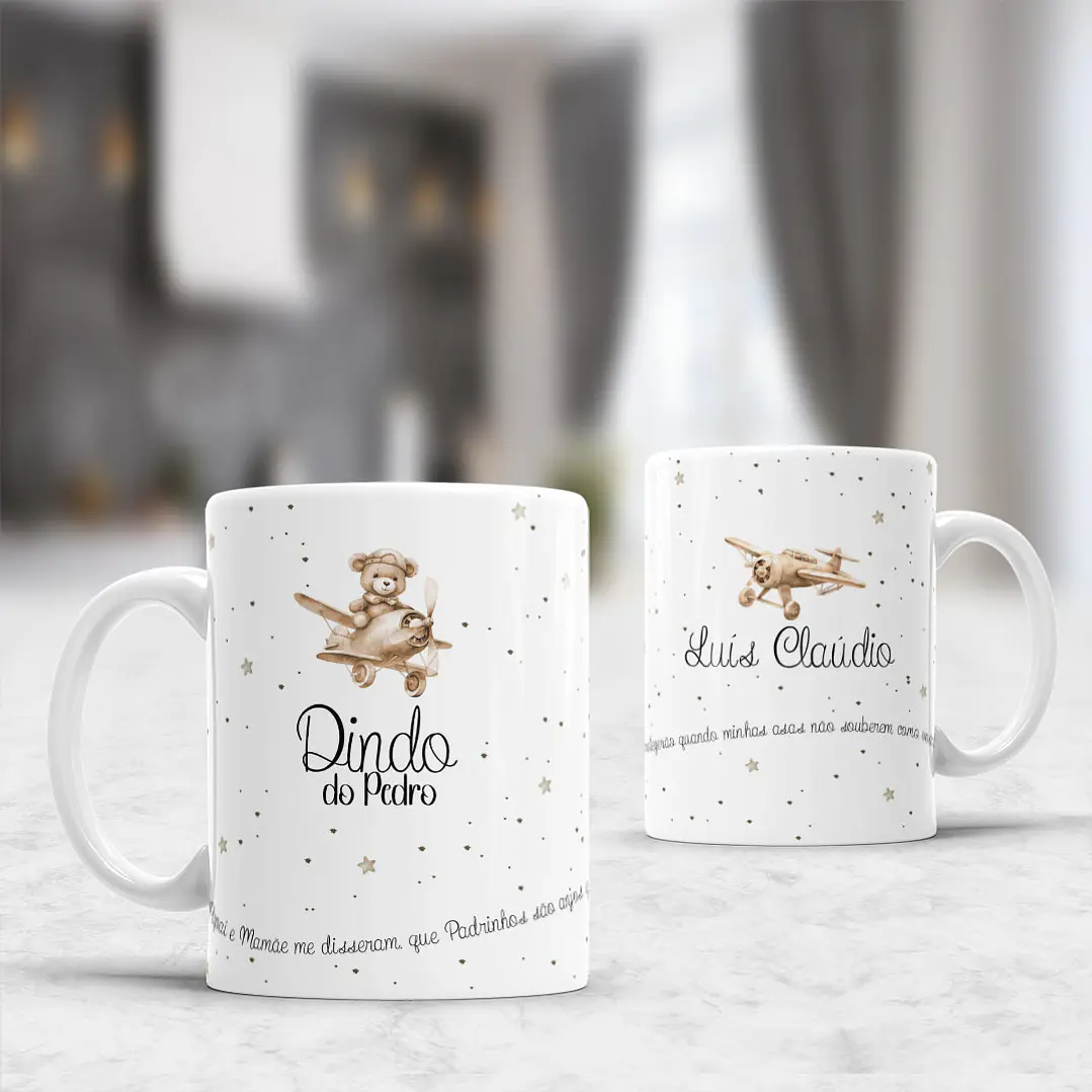 10 Artes para Caneca Padrinhos Ursinhos Minimalista Arquivo Editável  8