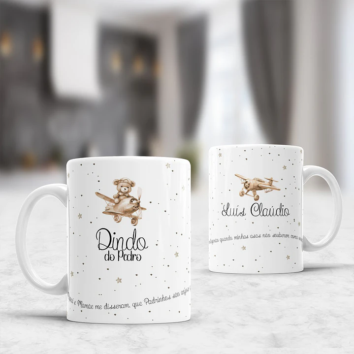 10 Artes para Caneca Padrinhos Ursinhos Minimalista Arquivo Editável  8