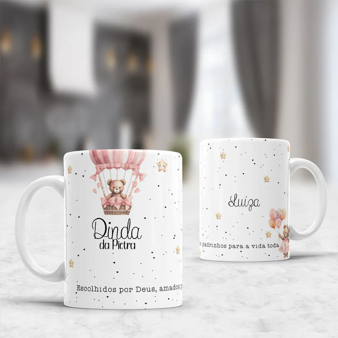 10 Artes para Caneca Padrinhos Ursinhos Minimalista Arquivo Editável  9