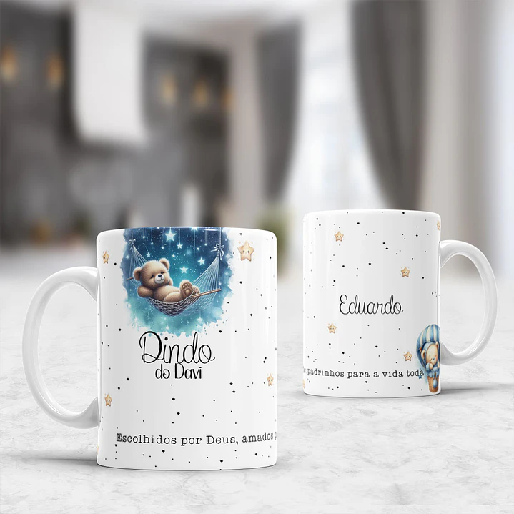 10 Artes para Caneca Padrinhos Ursinhos Minimalista Arquivo Editável  10