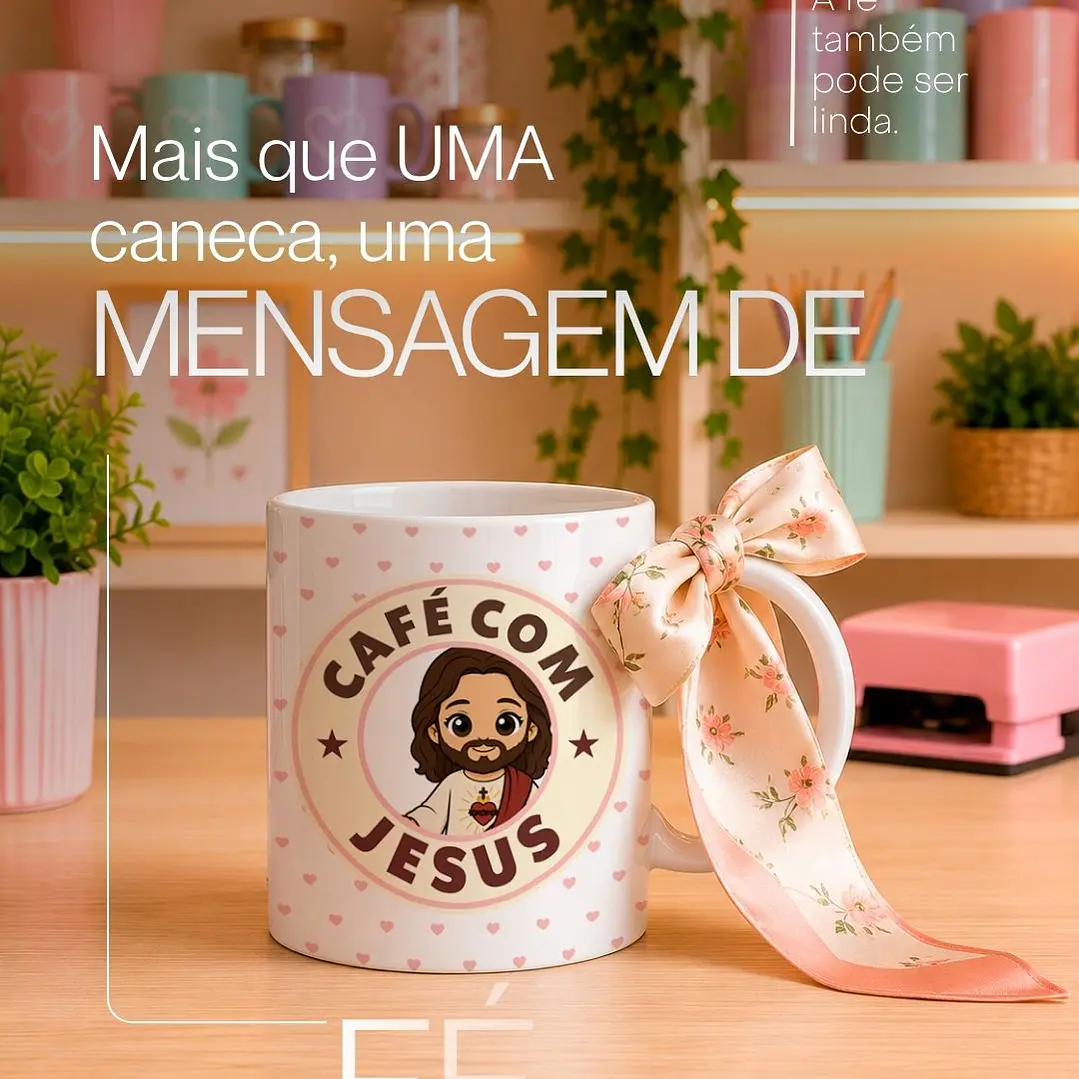 10 Artes para Caneca Santinhos Catolicos Café com Voce Arquivo Editável  1