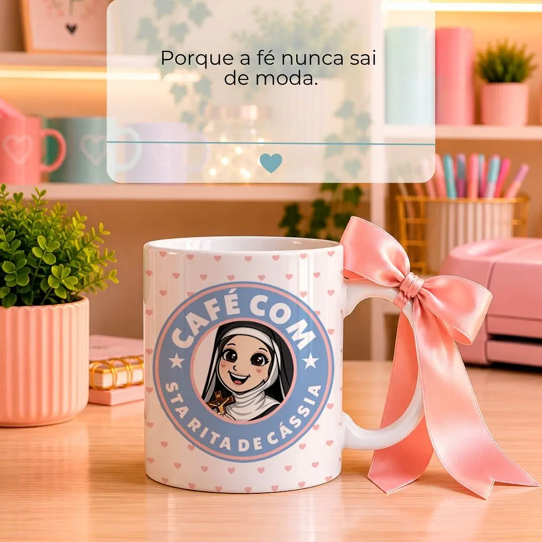 10 Artes para Caneca Santinhos Catolicos Café com Voce Arquivo Editável  2