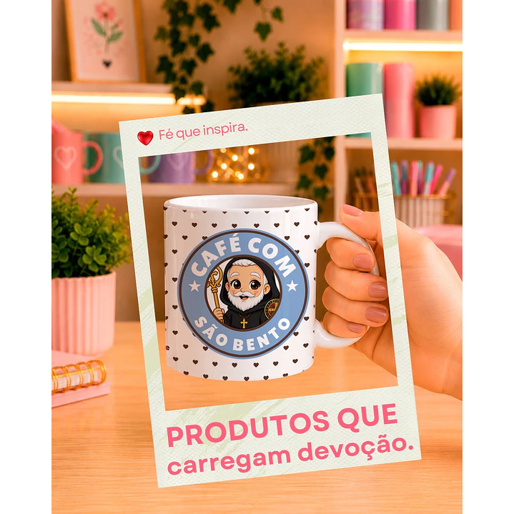 10 Artes para Caneca Santinhos Catolicos Café com Voce Arquivo Editável  4