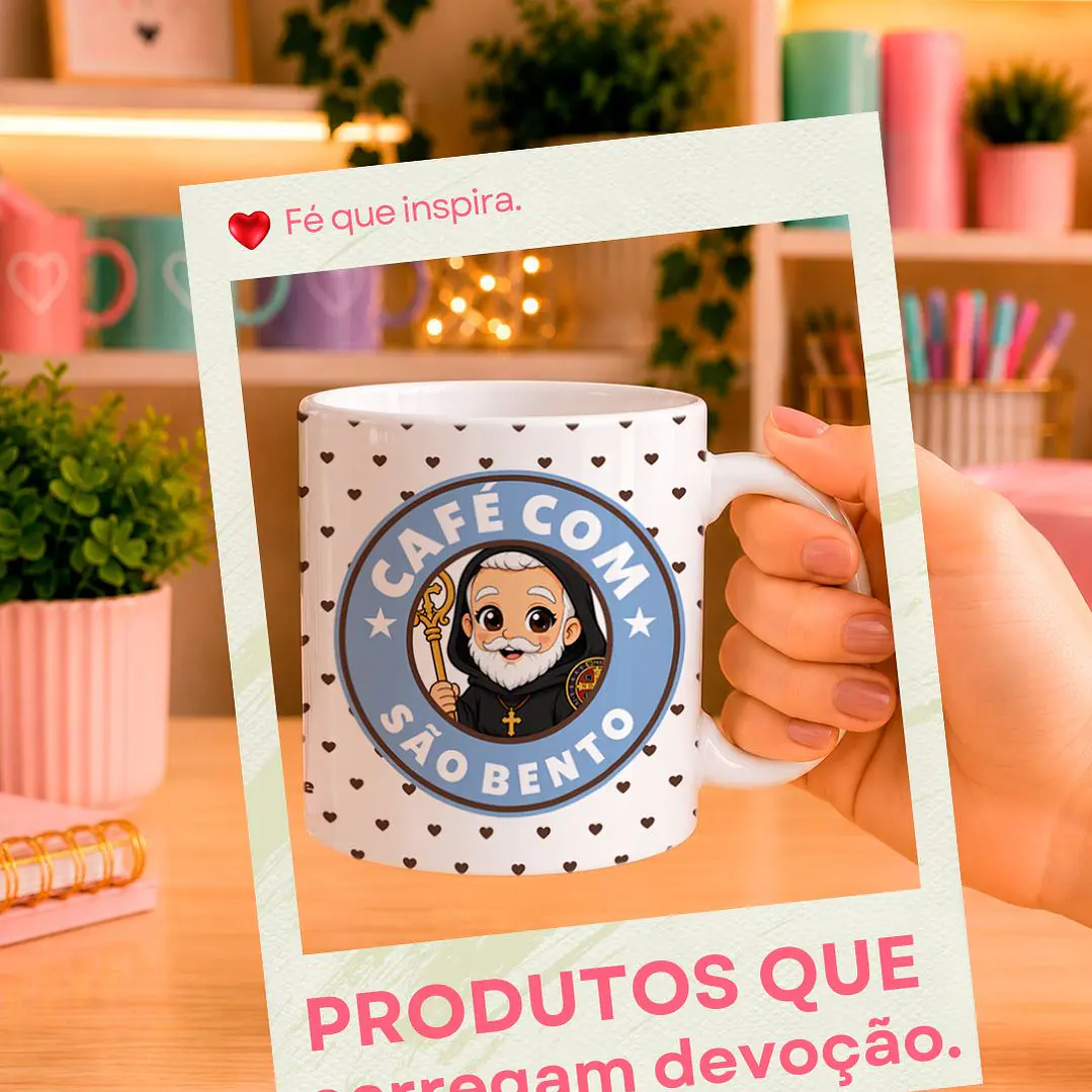 10 Artes para Caneca Santinhos Catolicos Café com Voce Arquivo Editável  4