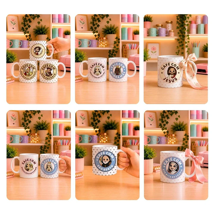 10 Artes para Caneca Santinhos Catolicos Café com Voce Arquivo Editável  5