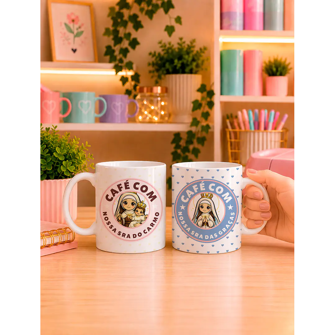 10 Artes para Caneca Santinhos Catolicos Café com Voce Arquivo Editável  6