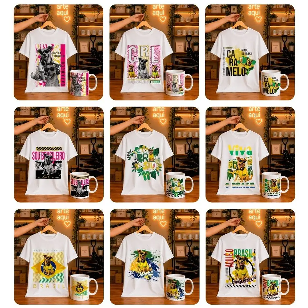 23 Artes para Caneca e Camisa Cãozinho Caramelo Brasil Arquivo em Png  4