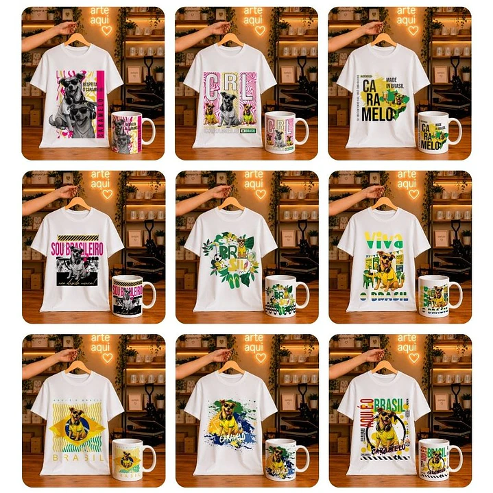 23 Artes para Caneca e Camisa Cãozinho Caramelo Brasil Arquivo em Png  4