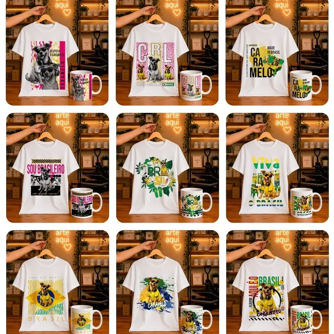 23 Artes para Caneca e Camisa Cãozinho Caramelo Brasil Arquivo em Png  4
