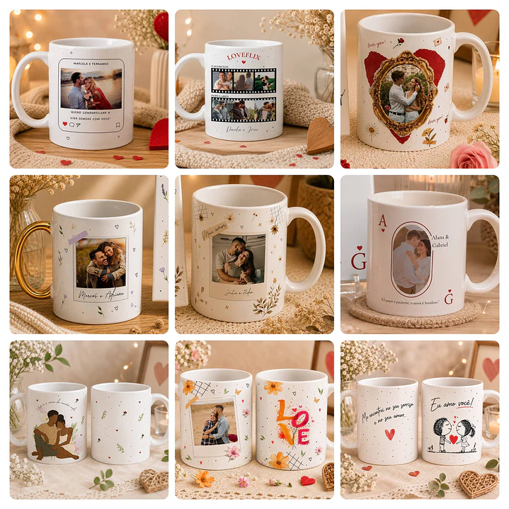 47 Artes para Caneca Dia dos Namorados Arquivos Editáveis em Canva 1