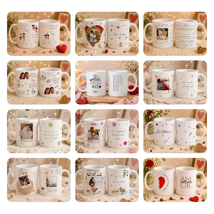 47 Artes para Caneca Dia dos Namorados Arquivos Editáveis em Canva 3